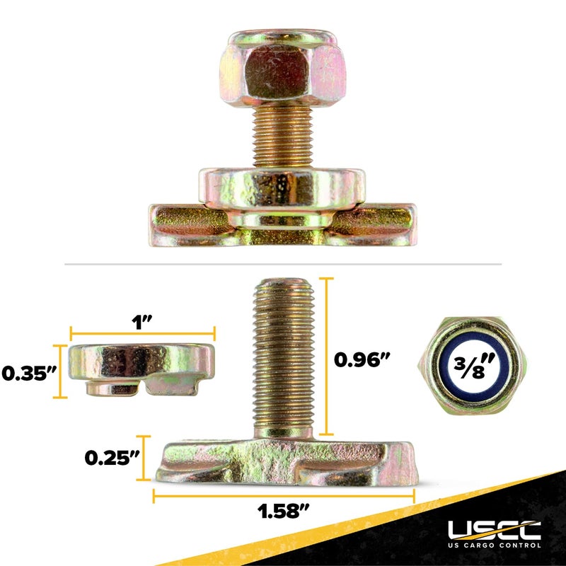 US Cargo Control L Track Threaded Bolt Double Stud Fitting, (10 Pack) 5,500 Pounds Break Strength, Use with L Track Rails in Your Truck Or Trailer to Create Heavy-Duty Bolt Down Anchor Points - Image 2